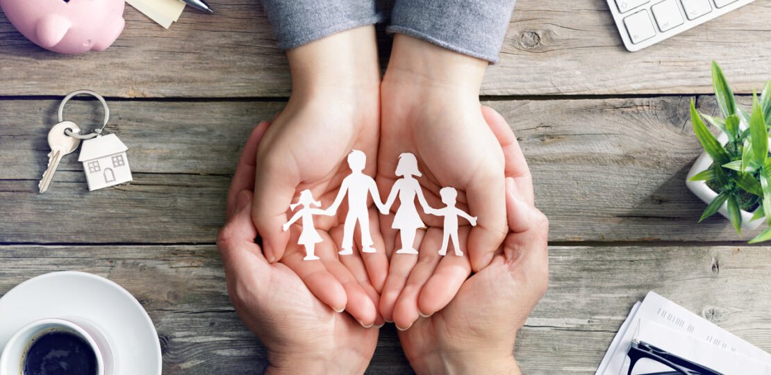 Family Care And Love – Hands With Family Symbol Silhouette
